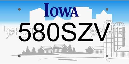 580SZV Iowa License Plate
