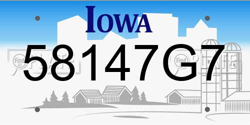 58147G7 Iowa License Plate