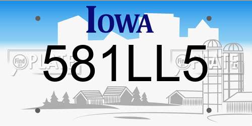 581LL5 Iowa License Plate