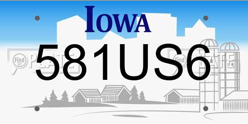 581US6 Iowa License Plate