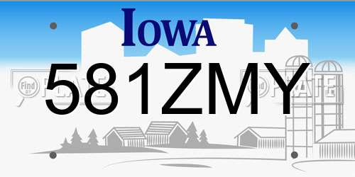 581ZMY Iowa License Plate