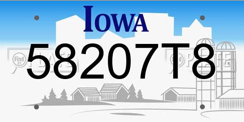 58207T8 Iowa License Plate