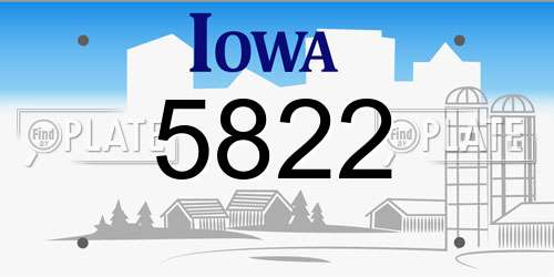 5822 Iowa License Plate