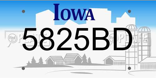 5825BD Iowa License Plate