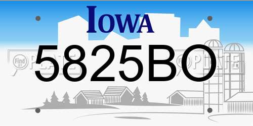 5825BO Iowa License Plate