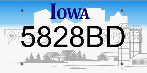 5828BD Iowa License Plate