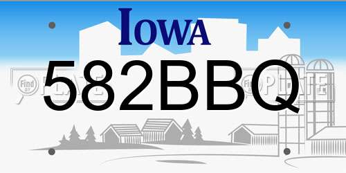 582BBQ Iowa License Plate