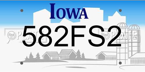 582FS2 Iowa License Plate