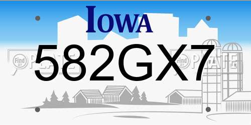 582GX7 Iowa License Plate