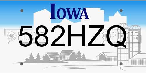 582HZQ Iowa License Plate