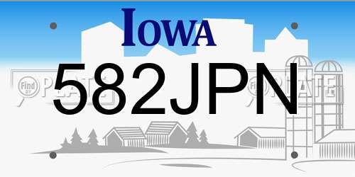 582JPN Iowa License Plate