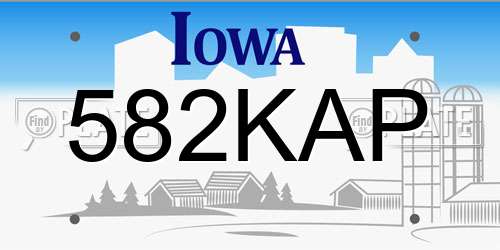 582KAP Iowa License Plate