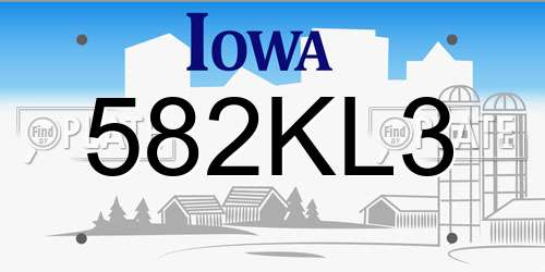 582KL3 Iowa License Plate