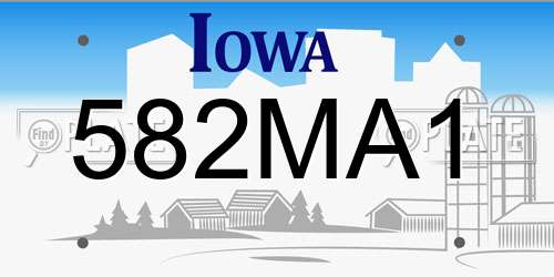 582MA1 Iowa License Plate