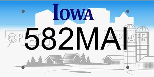 582MAI Iowa License Plate