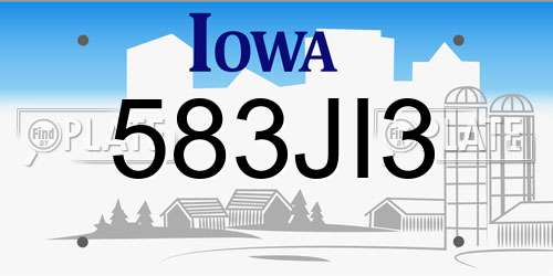 583JI3 Iowa License Plate