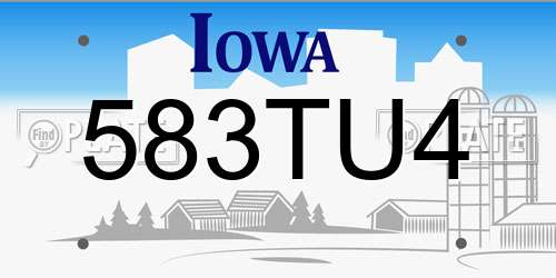 583TU4 Iowa License Plate