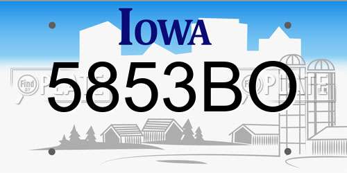 5853BO Iowa License Plate