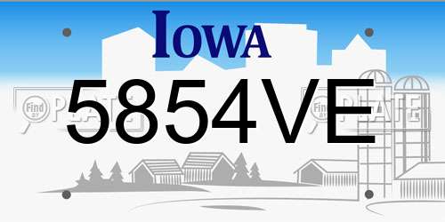 5854VE Iowa License Plate