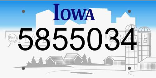 5855034 Iowa License Plate