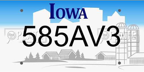 585AV3 Iowa License Plate