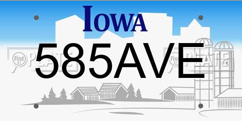 585AVE Iowa License Plate