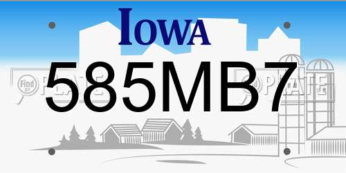 585MB7 Iowa License Plate
