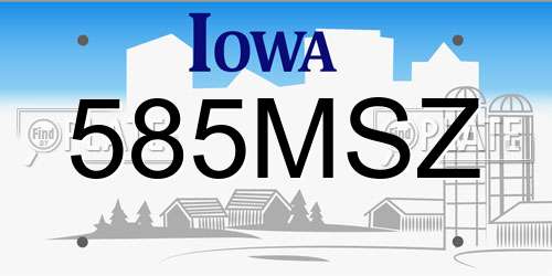 585MSZ Iowa License Plate