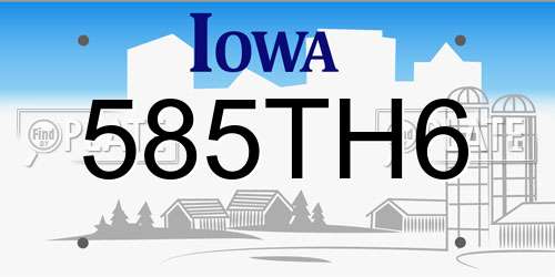 585TH6 Iowa License Plate