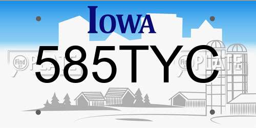 585TYC Iowa License Plate