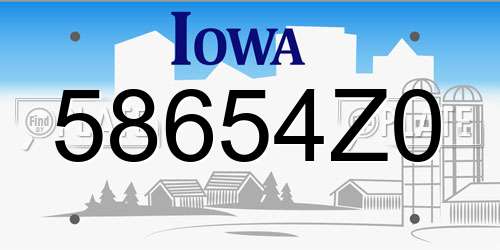 58654Z0 Iowa License Plate