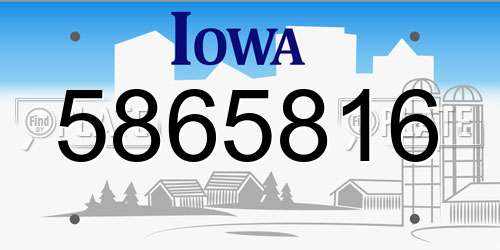 5865816 Iowa License Plate