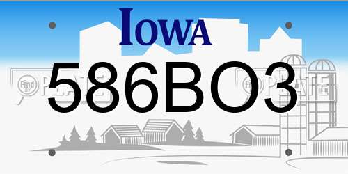 586BO3 Iowa License Plate