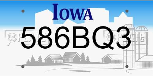 586BQ3 Iowa License Plate