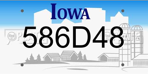586D48 Iowa License Plate