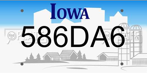586DA6 Iowa License Plate