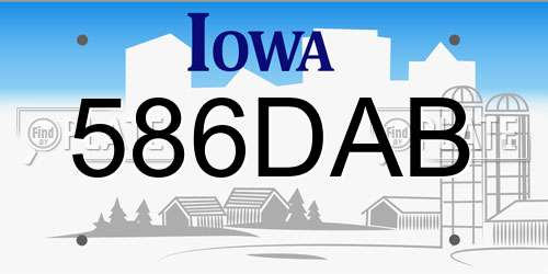 586DAB Iowa License Plate
