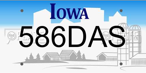 586DAS Iowa License Plate