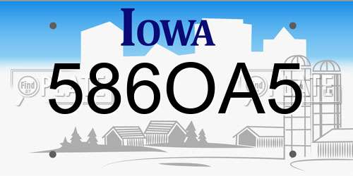 586OA5 Iowa License Plate
