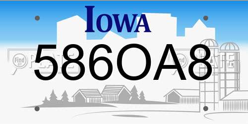 586OA8 Iowa License Plate