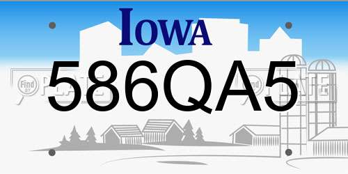 586QA5 Iowa License Plate