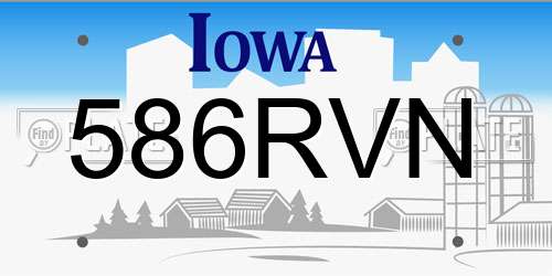 586RVN Iowa License Plate