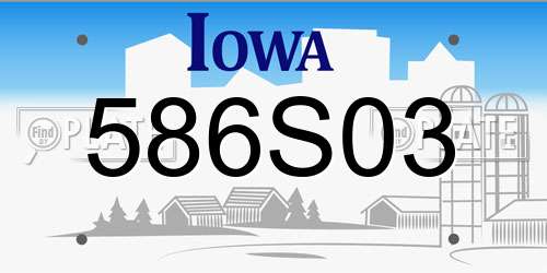 586S03 Iowa License Plate