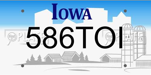 586TOI Iowa License Plate