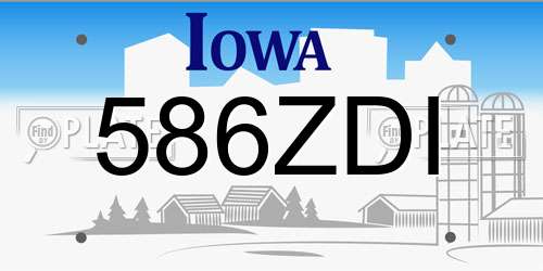 586ZDI Iowa License Plate