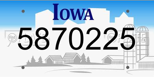 5870225 Iowa License Plate