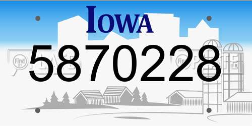 5870228 Iowa License Plate