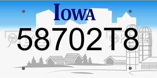 58702T8 Iowa License Plate