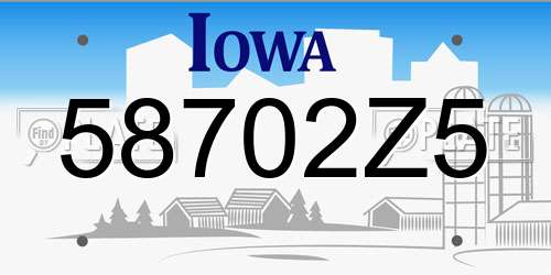 58702Z5 Iowa License Plate