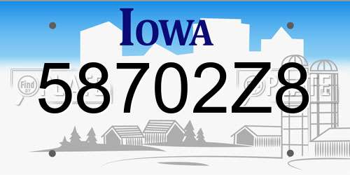 58702Z8 Iowa License Plate